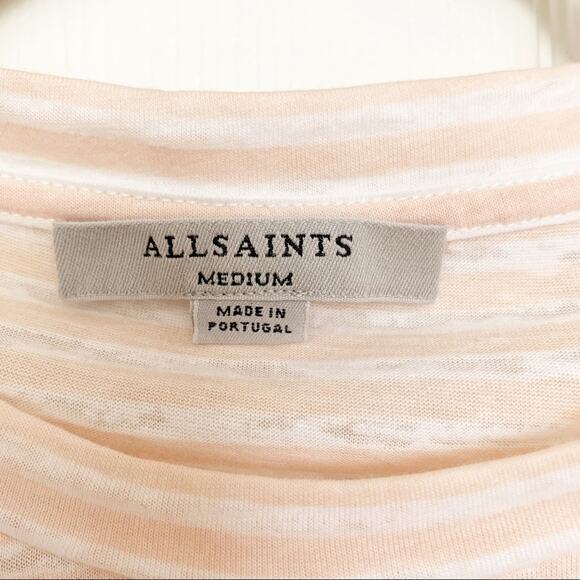 All Saints Blush Pink Painted Stripes Carme Tee NWOT Medium - Picture 5 of 12